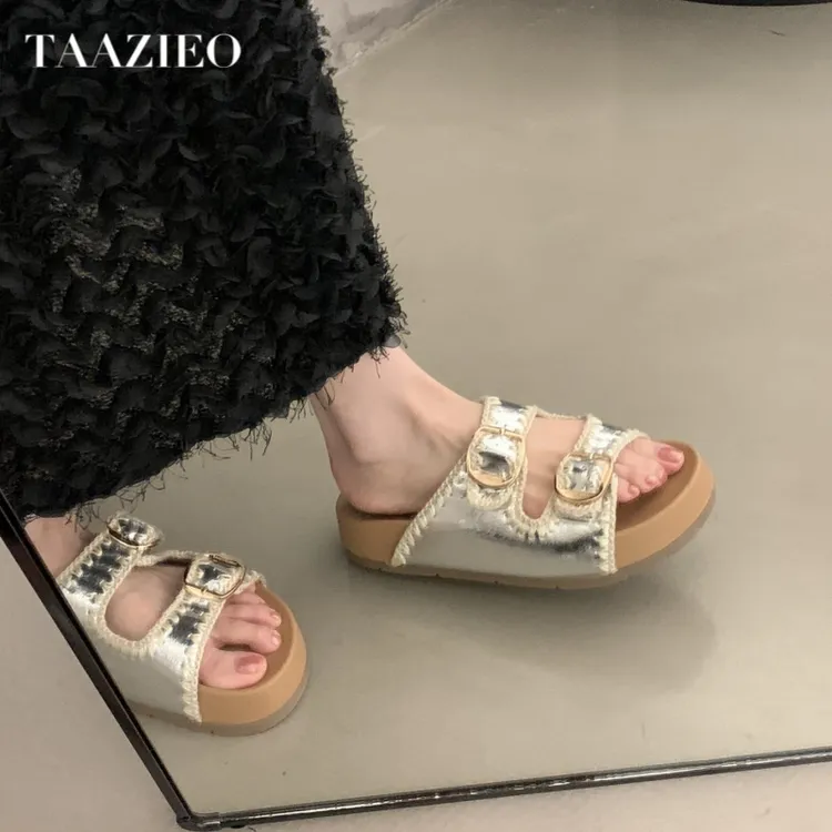 TAAZIEO小香风厚底勃肯拖鞋女夏外穿新款女鞋子网红百搭爆款休