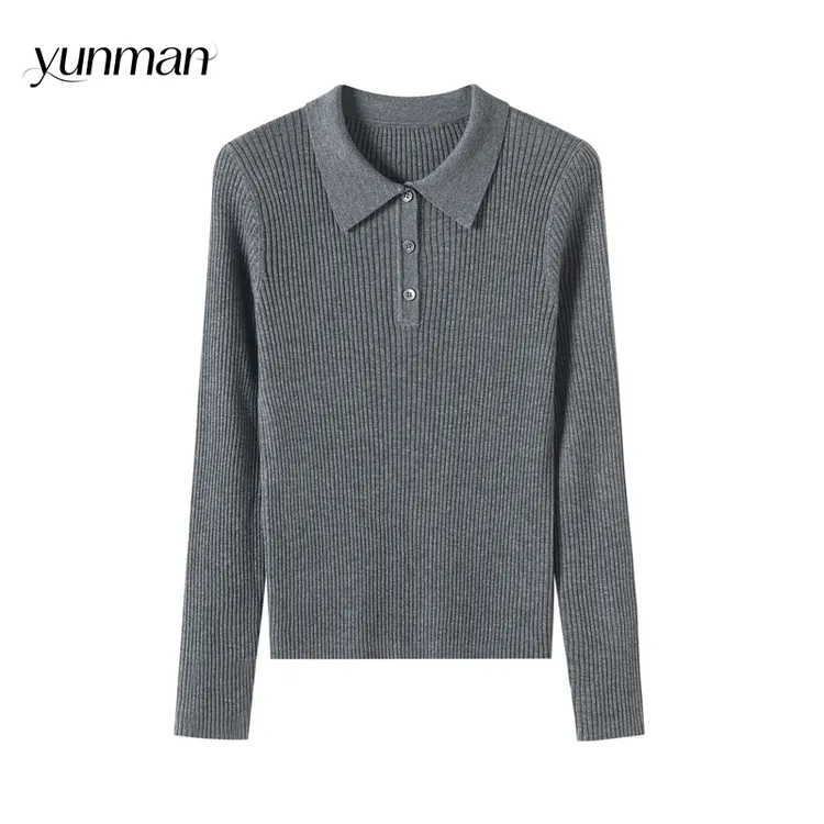 经典polo针织衫透气秋季新款长袖T恤简约桑老钱清冷系禅意衣服女