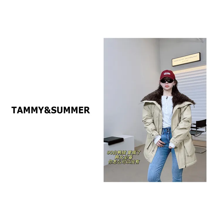 【Tammy&Summer】90白鸭绒翻领口袋抽绳收腰宽松羽绒服外套59158