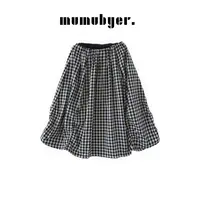 MUMUBYER •“小格调”25早秋不规则格子抽皱半身裙