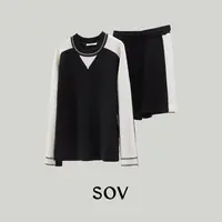 SOV "慵懒套" 德国STOLL机织  重工虚线移针工艺 100%全羊毛套装