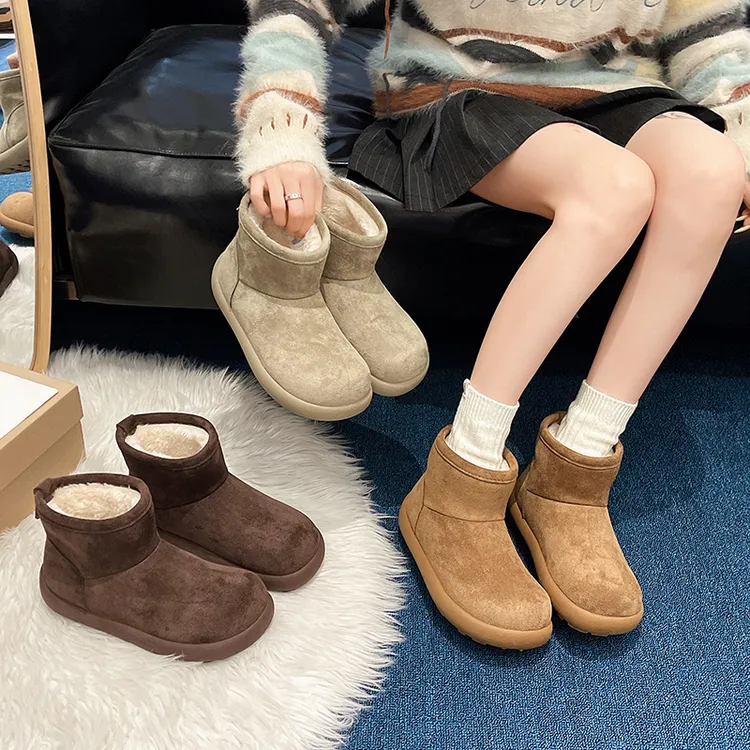 【防水】雪地靴学院风纯色韩版小土豆棉鞋女款加绒保暖靴时尚女鞋