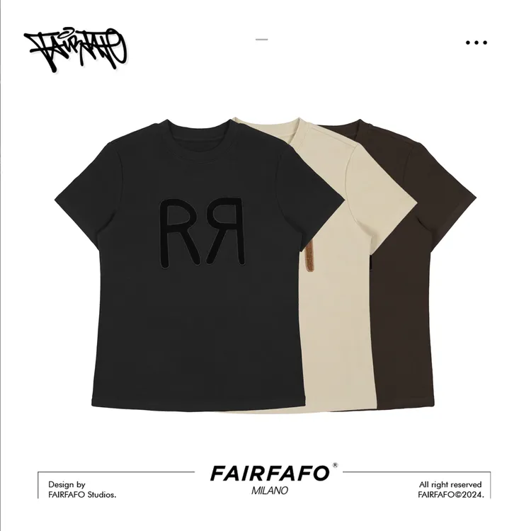 FAIRFAFO  【R字母修身百搭显瘦短袖t恤】 TXRP41077夏季潮牌