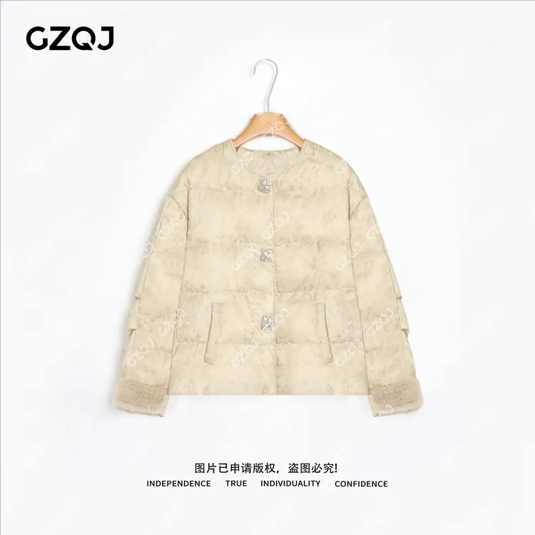 老琴私服【雾光花影】90白鹅绒水貂毛皮国风羽绒服外套女冬新款9216