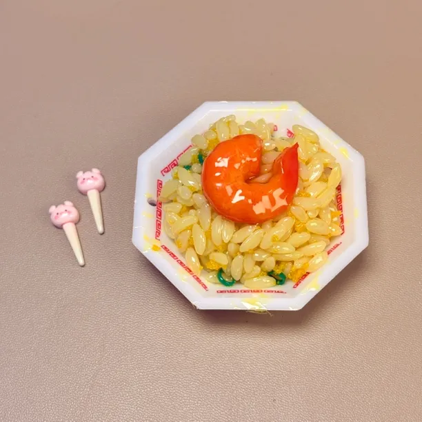 6cm仿真凉皮蛋炒饭玩具小款仿真食物挂件扬州炒饭炒河粉钥匙扣