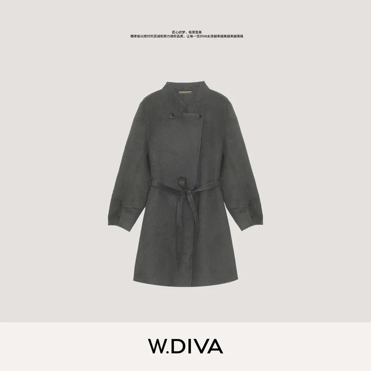 W.Diva【至奢】阿拉善山羊绒桑蚕丝大衣秋冬老钱松弛女装53C202859