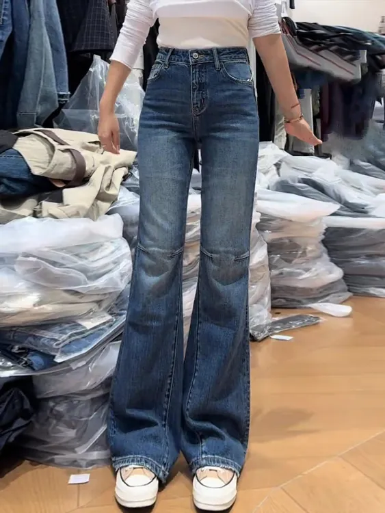 复古微喇牛仔裤女2025年秋季新款高腰显瘦宽松垂感百搭直筒阔腿裤