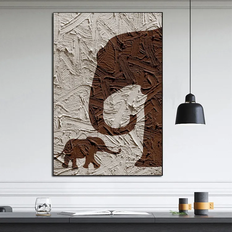 n现代晶瓷装饰画 走廊过道客厅餐厅卧室铝合金边框挂画大象