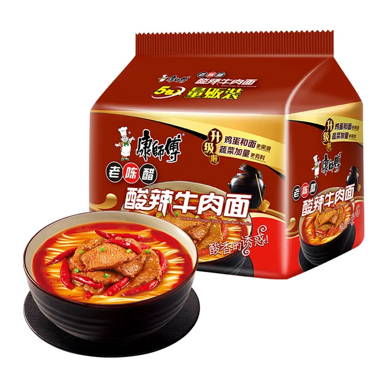 康师傅方便面老陈醋酸辣牛肉面107g/包泡面代餐速食品劲道细面