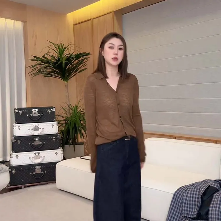 【花纱翻领长袖】ZBCX58007 亚麻早秋新款时尚高级感简约长袖