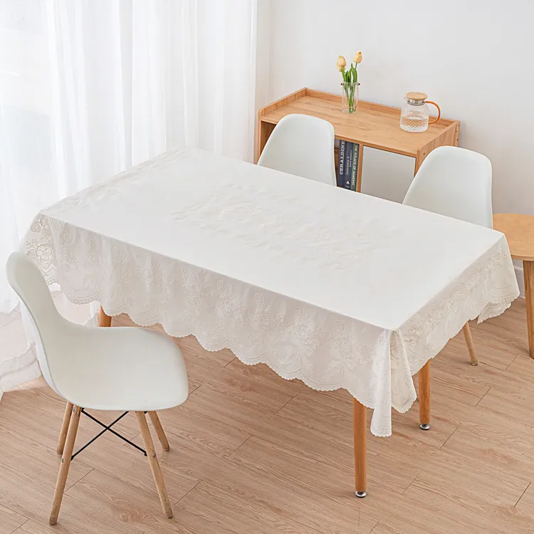 米白色90*140cm防水防尘防滑简约家用PVC小用品茶几桌布
