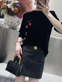 王姐专属-2025秋季半高领植绒樱桃胸针打底衫【艾-28828】