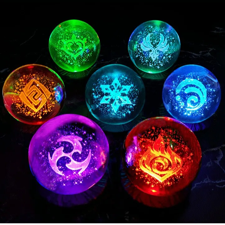 创意水晶球小夜灯3D内雕二次元周边氛围灯水晶摆件工艺品节日礼物