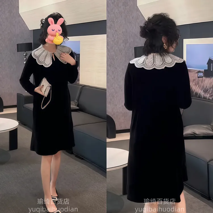 欧货时尚连衣裙女2025年秋季新款长袖显瘦洋气拼接韩版裙子