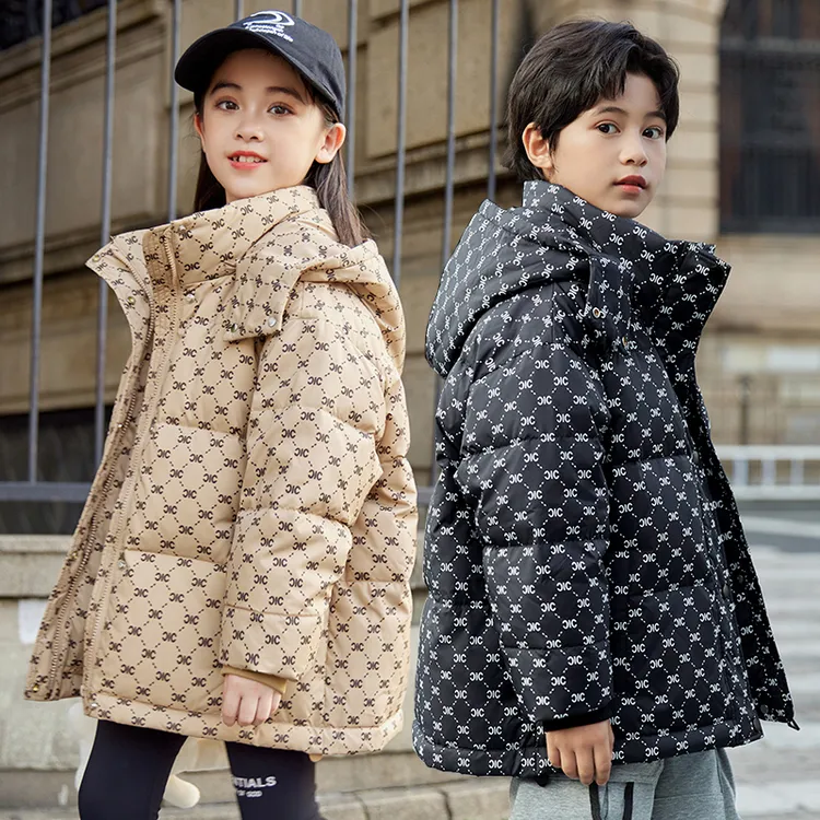 女童羽绒服2025冬季新款洋气中大童加厚短款男童白鸭绒冬装外套