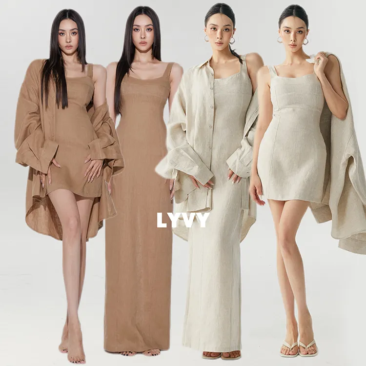 【亚麻连衣裙】伶嫣同款亚麻背心式长裙短裙