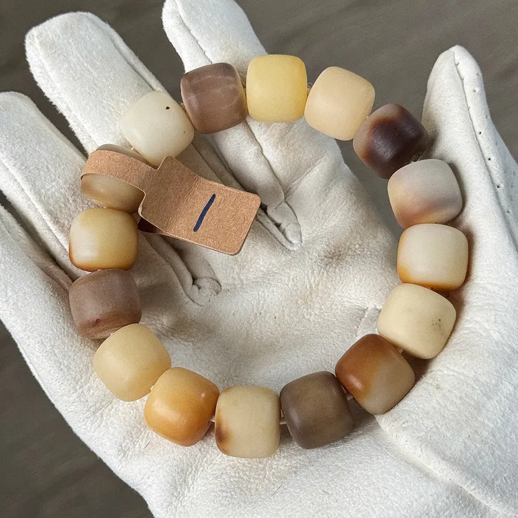 【雨花石】菩提根手串老料卡15x15正桶珠干磨