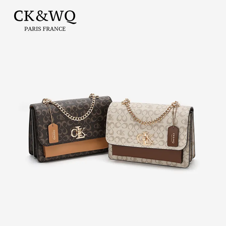 CK&WQ/2025新款 爆款印花链条百搭气质单肩斜跨手提腋下女士包包