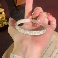 999.9银小雏菊心经描金手镯