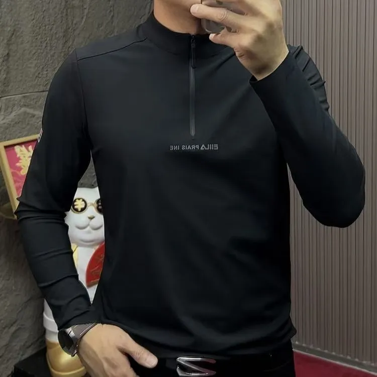 2025-35184半高领长袖立领半拉链春季男上衣休闲男装修身百搭