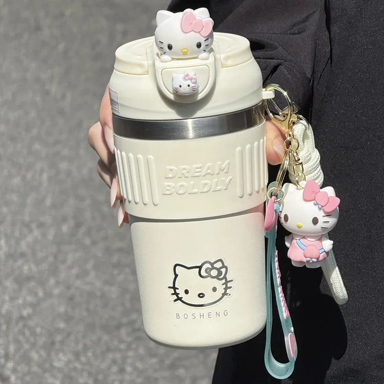 hellokitty保温杯大容量2025新款学生可爱水杯带吸管杯子手提便携