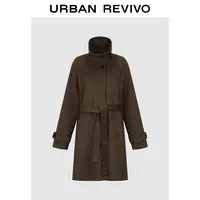 UR2025冬季新款女装琥珀流光风高智腰带大衣外套UWH150084