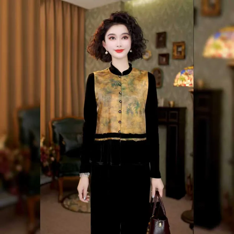 新中式提花马甲女秋季2025年新款气质马夹外套上衣女MCGSY1920