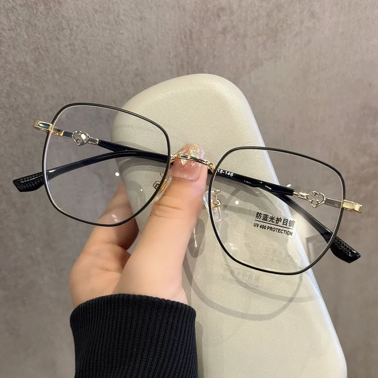 显脸小金丝框架眼镜近视女可配度数多边形防蓝光眼睛镜框素颜显瘦