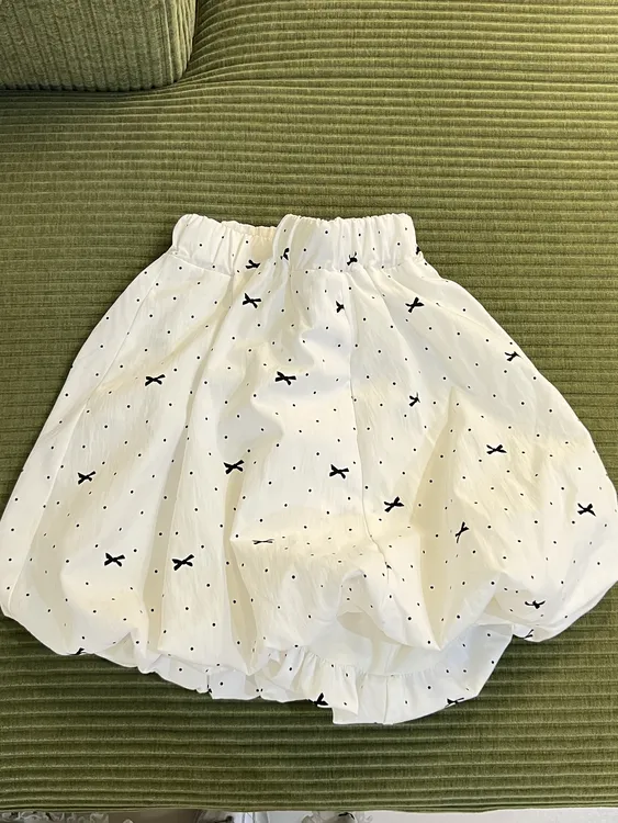 【LINSEN]2025夏季新款白色波点花苞裤云朵高腰显瘦A字韩版裤裙