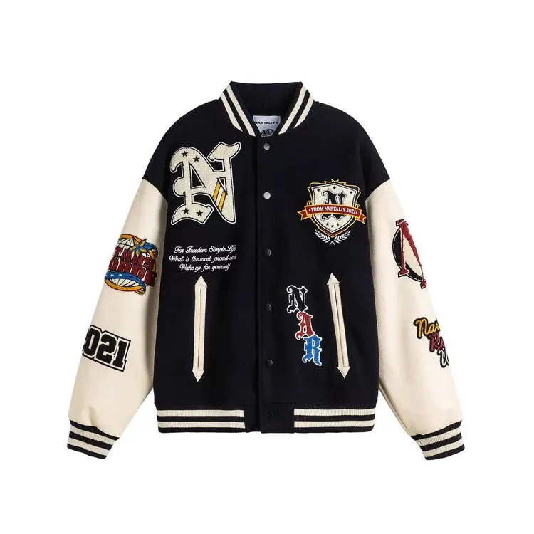 美式情侣棒球服秋冬季潮牌毛巾绣飞行员夹克宽松休闲国潮加厚外套