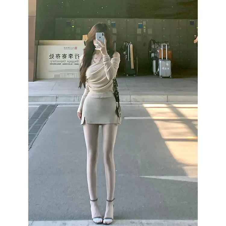 早秋装搭配一整套辣妹御姐穿搭轻熟盐系高端气质名媛两件套装裙子