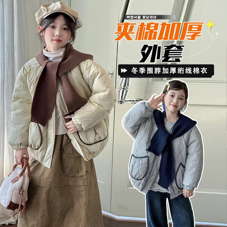 新款冬季加厚夹棉外套棉衣韩版女童保暖时尚百搭洋气冬装上衣