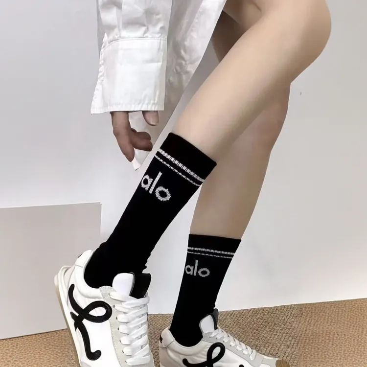 双色袜子-运动袜白色瑜伽袜四季女袜ins中筒袜男女均可跑步袜长袜