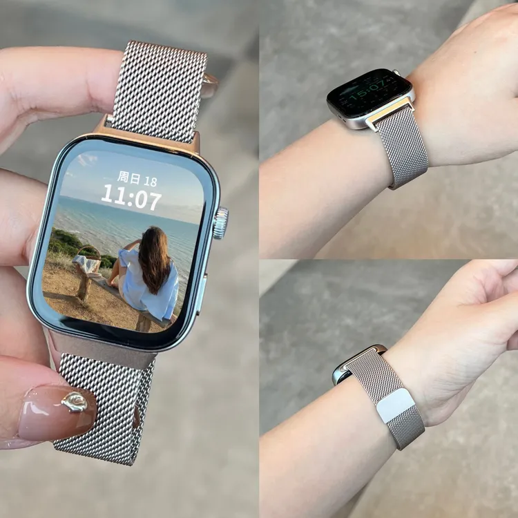 米兰尼斯钢带腕带适用华为WATCH fit4磁吸表带fit3时尚彩色替换带