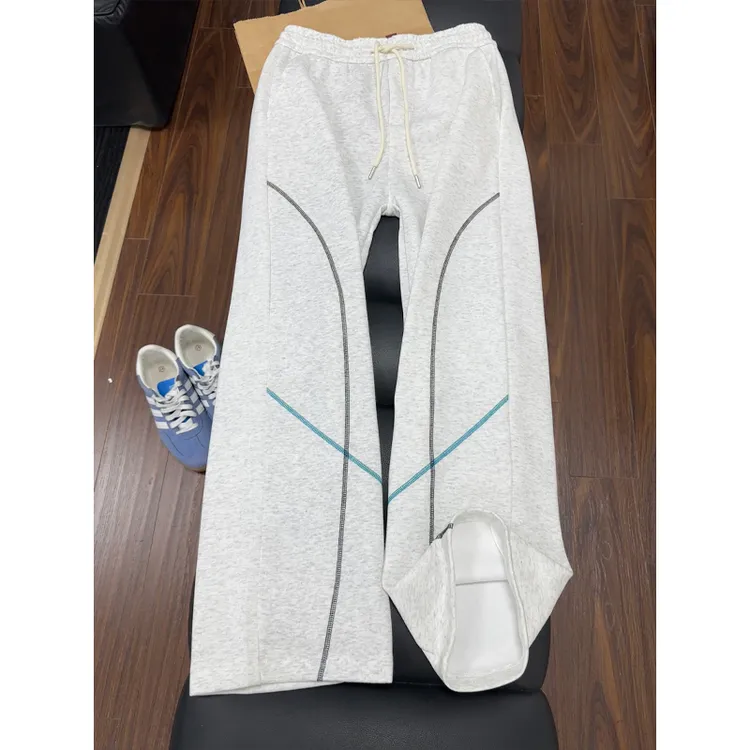 哈苏线美式条纹卫裤男秋冬设计感直筒休闲裤子宽松垂感阔腿运动裤