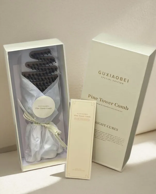 松塔猪鬃护发梳蓬松猪鬃毛松塔梳按摩头部顺发排骨梳