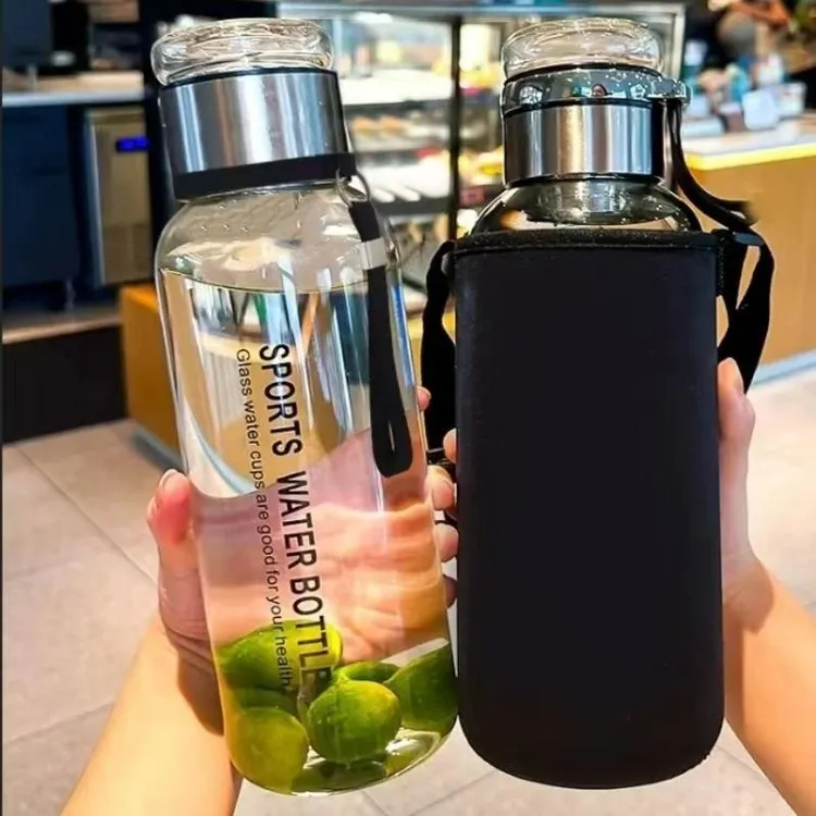 【1000毫升送杯套】大容量玻璃杯吨吨杯茶水分离杯大容量加厚泡茶杯商品图