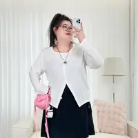 断码捡漏~琉璃信笺 / 拉长腰际线松弛小衫9410花契胖mm200斤-X