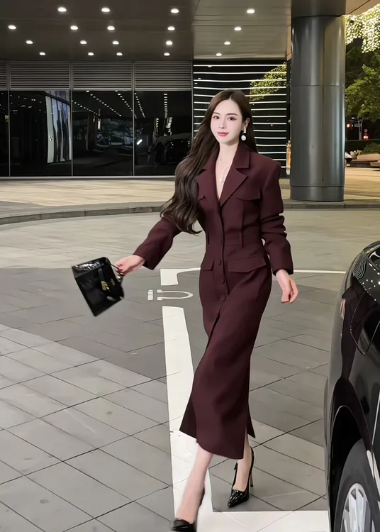 【冬装新款】DL151冬季职业女神范时尚气质优雅羊毛呢连衣裙