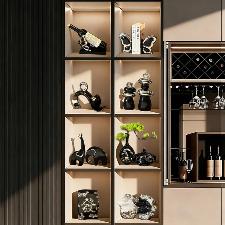 轻奢酒柜装饰品摆件高级感小众陶瓷开放格陈设客厅电视柜家居摆设