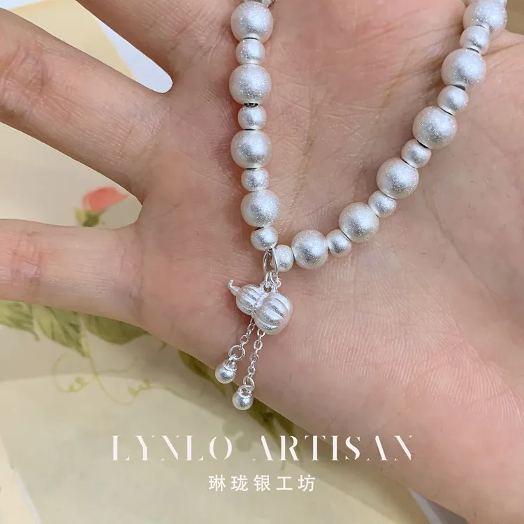 足银手链 琳珑银工坊[葫芦闪]闪珠4M6M 足银999.9 葫芦细闪手链