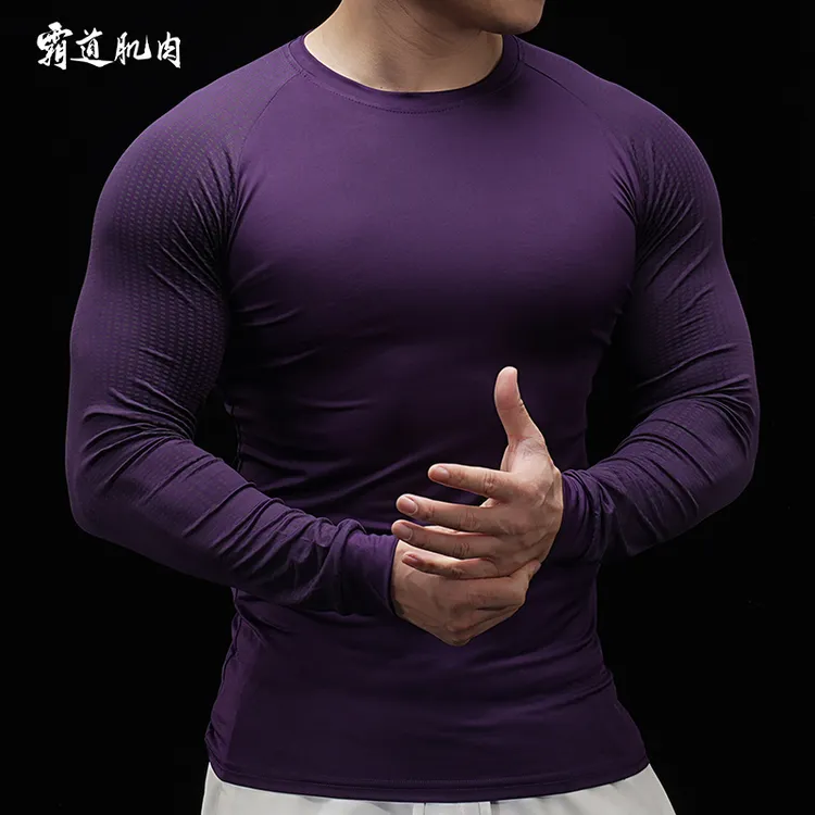 霸道肌肉 男士运动健身衣长袖T恤紧身衣跑步训练服速干衣篮球服男