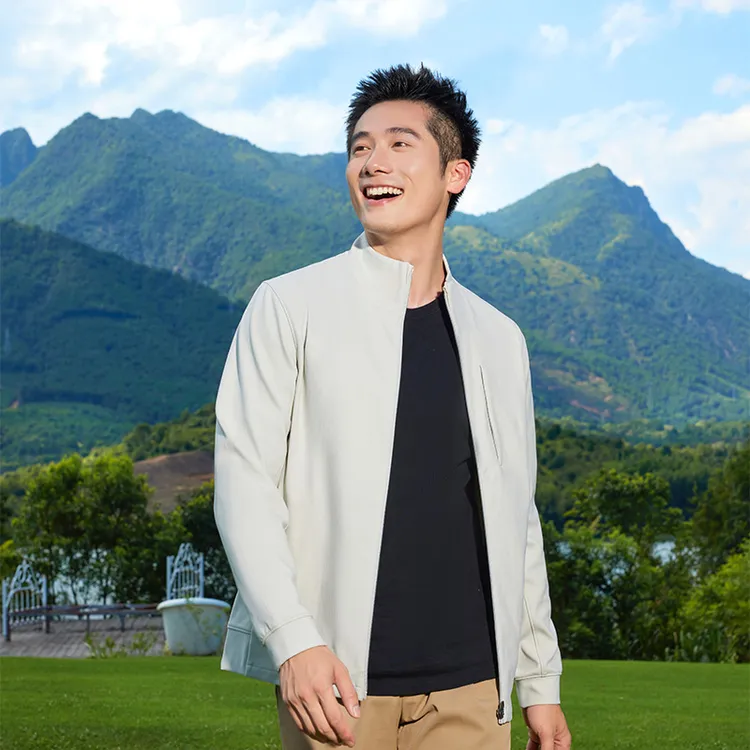 【横条肌理感】男士行政弹力立领夹克外套男通勤商务拉链细春秋款