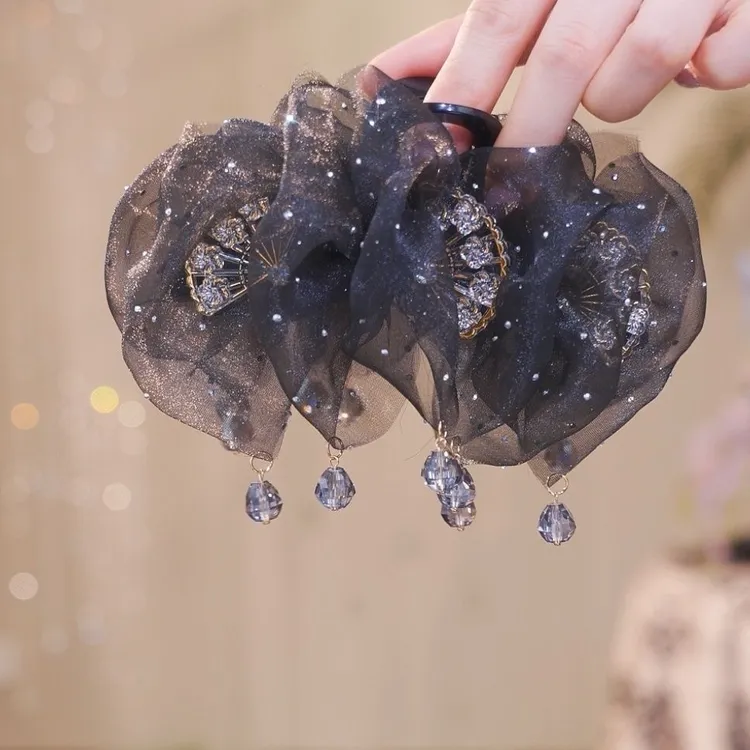 【国风裙摆】超仙扇子流苏抓夹蓬松高颅顶显发量鲨鱼夹发夹时尚发卡