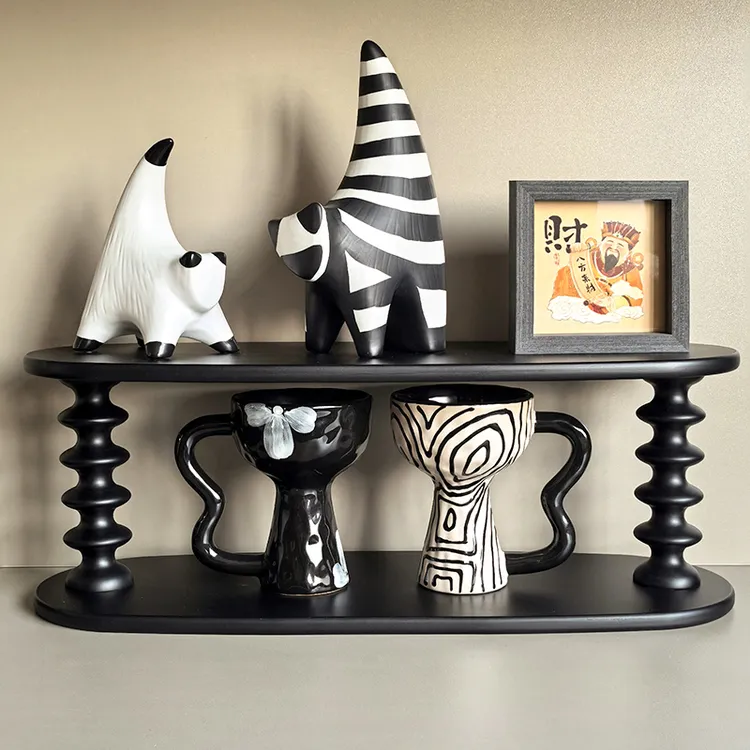 态生活 ins轻奢风八宝柱木质杯架家用玄关餐桌杯子摆件多层置物架