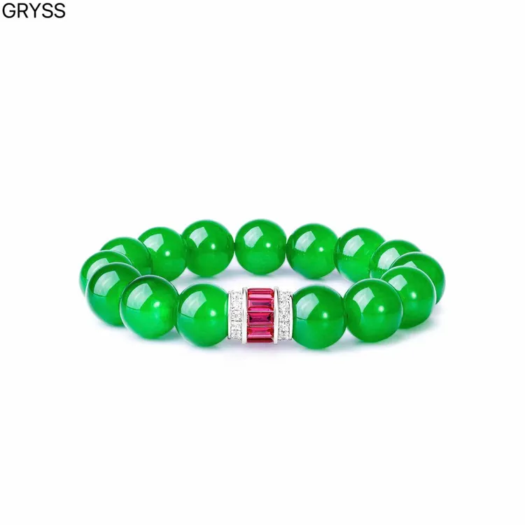 925银莫桑石手链 G 路路通绿萃银手串手链串珠高奢大气美YJCY047