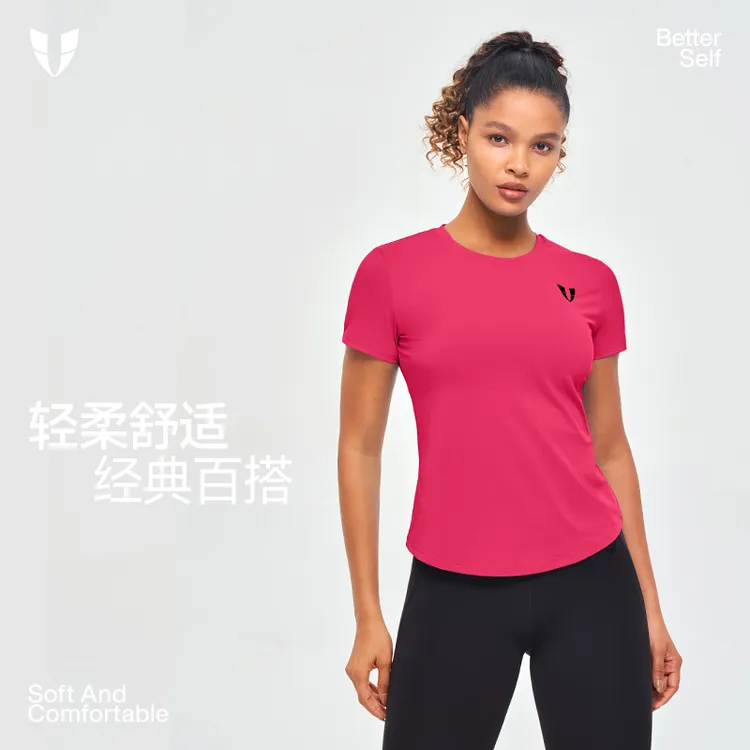 D马甲线T恤户外跑步健身操训练短袖夏季修身瑜伽服女F2411T605