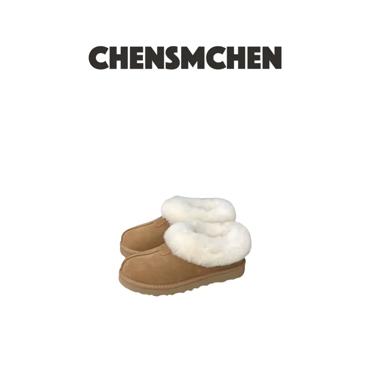 CHENSMCHEN 冬季保暖羊皮毛一体低帮圆头时尚百搭雪地靴