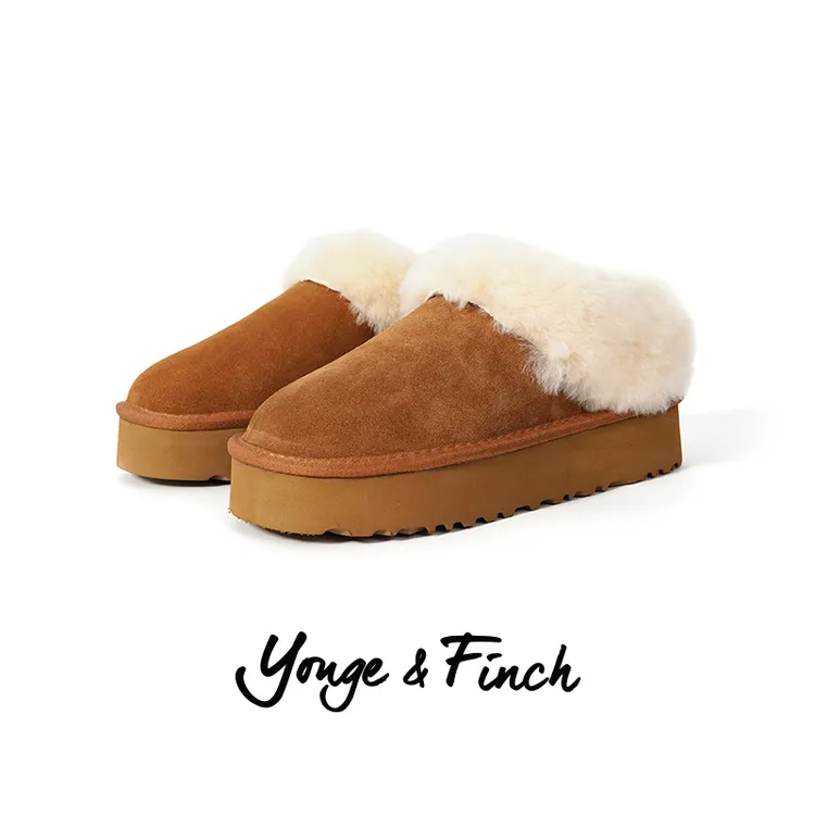 Yonge&Finch/扬芬缇2025冬季新款毛绒绒反绒牛皮短筒雪地靴 WARM