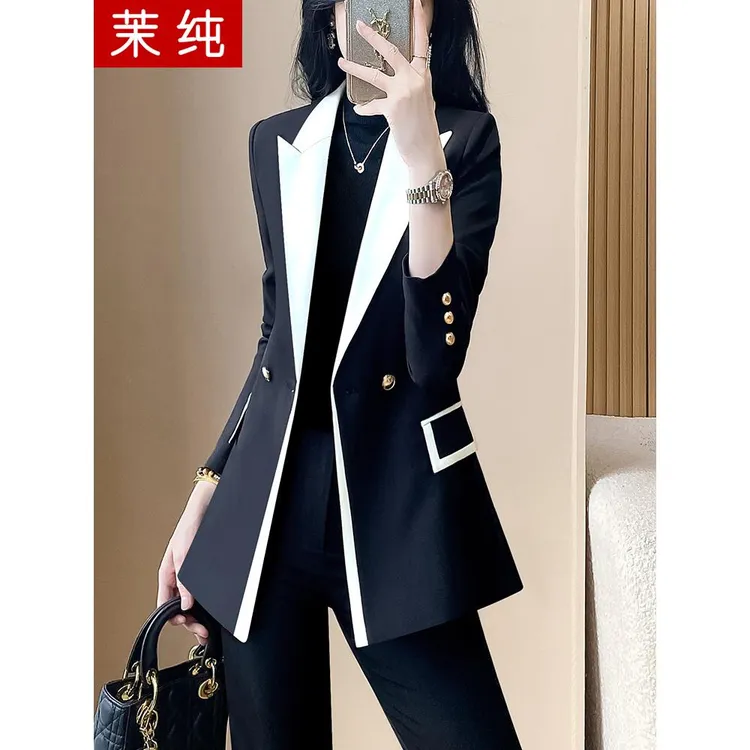 西装外套女黑色设计感小众拼接小西服高级感独特漂亮时尚正装洋气